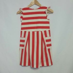 Jacadi Red and White Striped Dress Size 10A/140cm